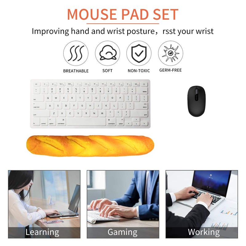 PG6 Soft Toast Bread Baguette Shape Anti-Skid Keyboard Wrist Rest Support for Office,Computer,Laptop& Mac,Slow Bounces Back Foam for Easy Typing & Pain Relief - Image 5